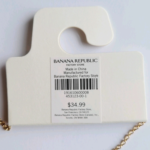 Banana Republic 36" Open Circles Necklace Blue Crystals Gold Tone NEW ON CARD - Picture 5 of 7